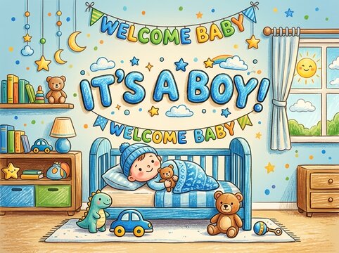 Baby Shower and New Baby Boy Celebration. For baby shower invitations, birth announcements, and welcoming a newborn son with love and joy. Newborn announcement cards, welcome baby greeting cards