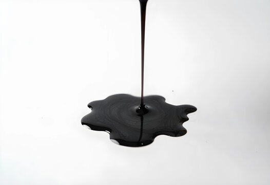 Food industry and culinary art, dark balsamic vinegar or molasses syrup pouring on a clean white surface for cooking and baking ingredient concepts