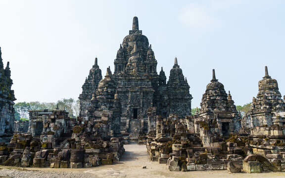 Ancient Hindu temple towers at Prambanan, Java, Indonesia