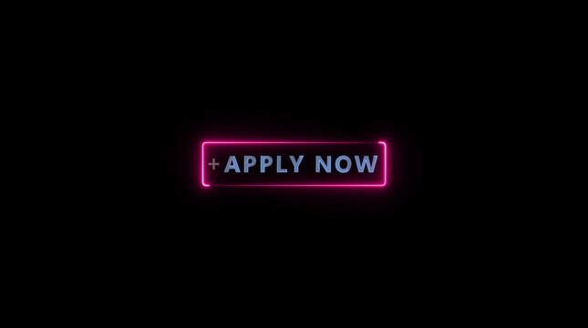 
Neon glowing apply now button animation transparent background. apply now Glowing neon text animation.4k