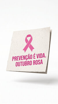 Pink ribbon message for breast cancer awareness