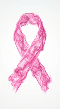 Pink smoke formed into awareness ribbon
