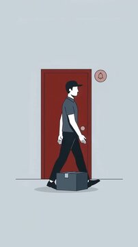 Package Delivery at Doorstep Flat Vector E-commerce Shipping Animation