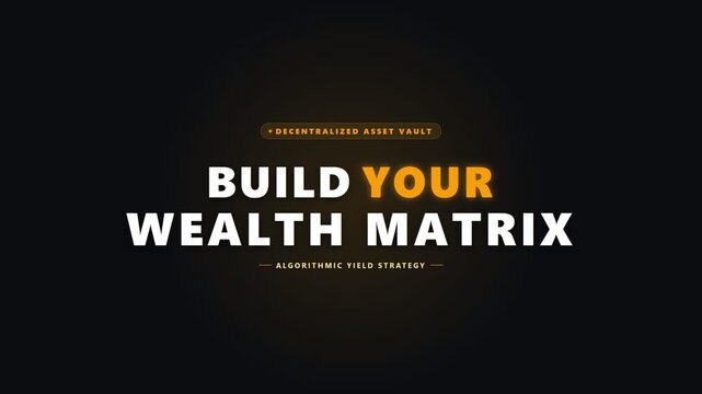 Modern typography graphic displaying decentralized asset vault text against dark background featuring glowing yellow elements