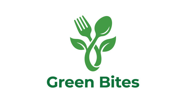 Green Bites logo with fork spoon and leaves representing healthy food.