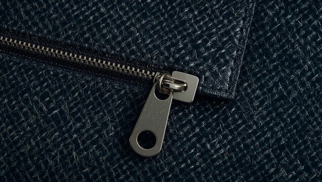 A close-up shot of a zipper on a purse