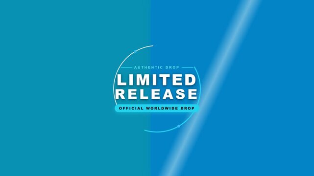 Limited release graphic badge featuring bold white typography and glowing blue circular design elements on dark background