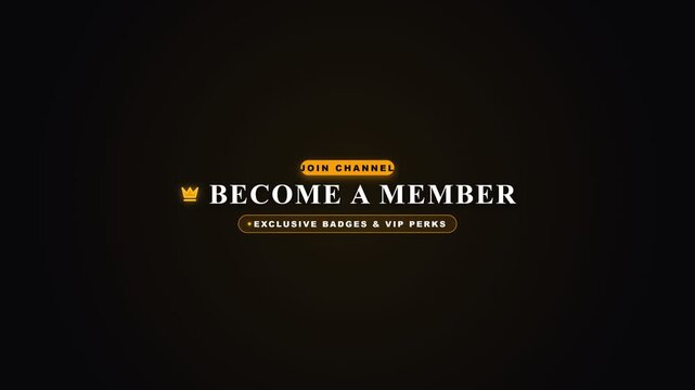 Become a member text overlay graphic with glowing crown icon and badges for youtube channel subscribers