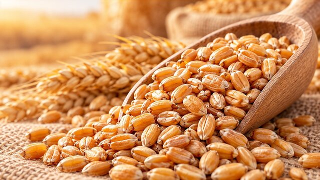 The texture of wheat grain for animal husbandry.