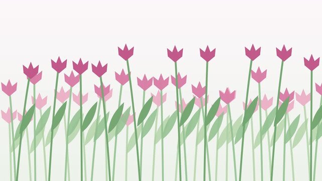 Pastel tulips swaying along the lower edge