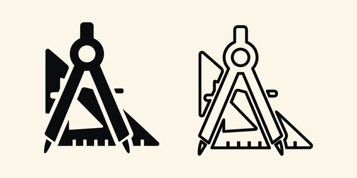 Professional drafting compass and triangle set for technical