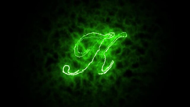 Neon glowing alphabet fire sign animated text from K, Capital letter K with a green neon effect and color technology motion animation video, capital alphabets neon animation,
