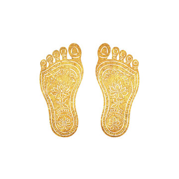 Golden Lakshmi Footprints Symbol of Prosperity for Hindu Diwali Festival