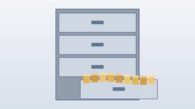 Filing drawers sliding open with folders standing inside