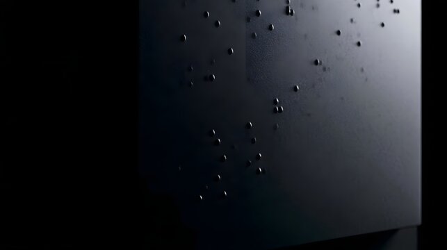 Close up of raised dots on a dark surface  representing Braille text in a minimalist  high contrast setting