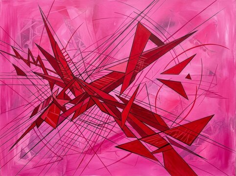 pink abstract background. abstract background with lines. red geometric shape. Dynamic shapes composition with lines. Dynamic red