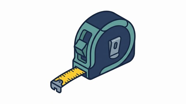 Minimalist Retractable Measuring Tape Tool Icon Flat Vector Illustration