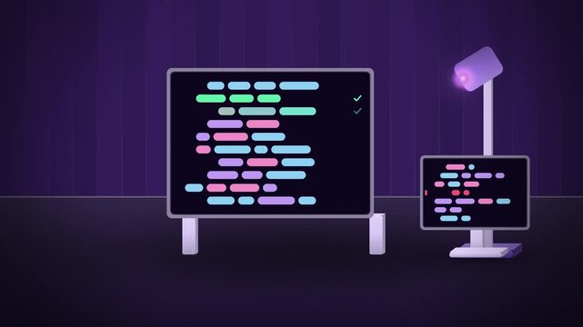 Purple ultraviolet lamp revealing code flaws arriving close-up