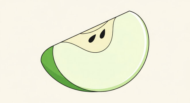 Fresh green apple slice isolated on a simple white background for