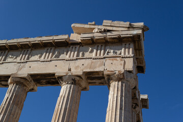 Parthenon Columns and Doric Frieze on the Acropolis in Athens  © JuRa