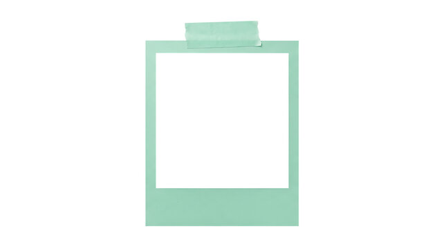 Blank mint green polaroid frame isolated on transparent background