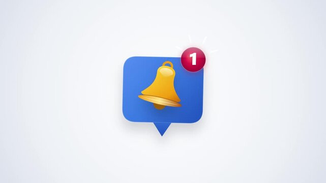 Golden Notification Bell Icon with Red Alert Counter Animation