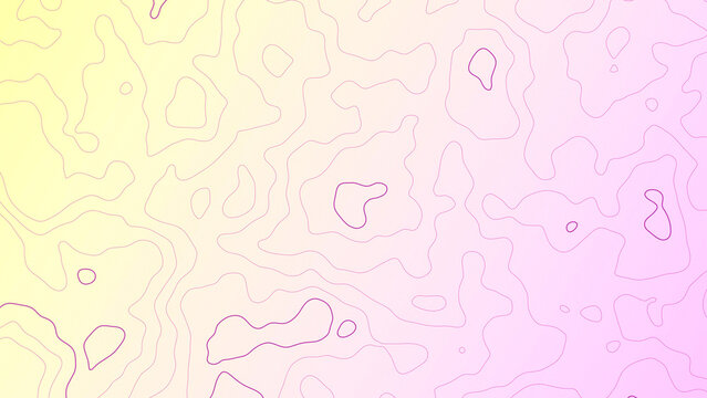Topographic contour line map background in Yellow and pink tone for modern banner poster cover design