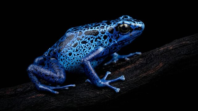 poison dart frog close up isolated on black background video