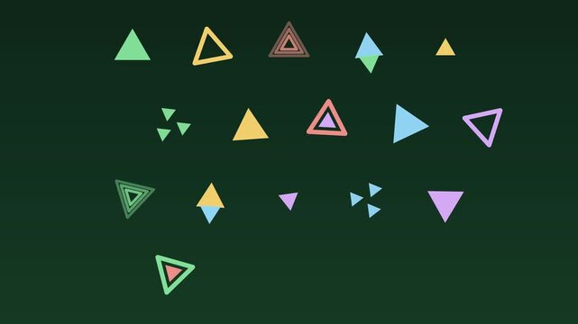 16 triangle motions animating together, seamless loop