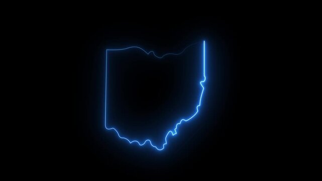 This video neon glowing color red Ohio map animated. Ohio map icon animation with a neon effect. 4k video animation