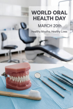 Celebrating world oral health day with dental tools