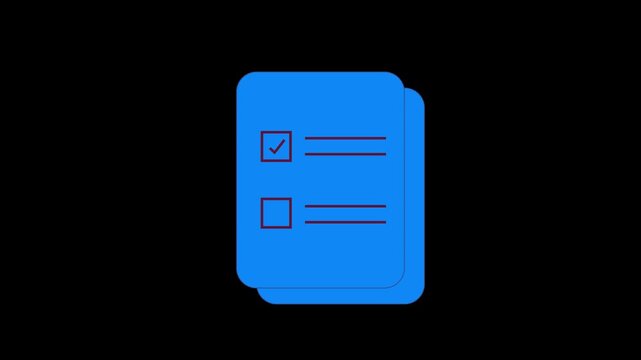 Flat blue document icon with checkboxes and minus sign