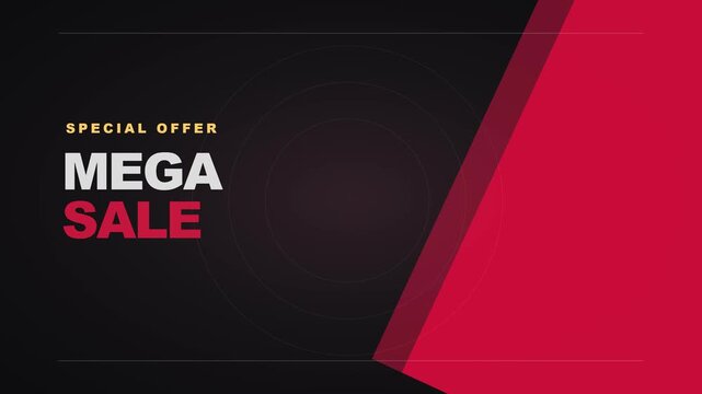 Mega sale special offer vector background banner with bold typography and modern geometric red and black design for retail shopping events and promotional clearance campaigns