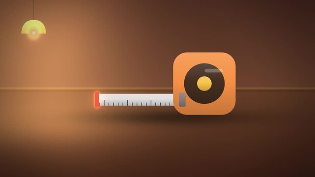 Tape measure extending New Year fitness close-up seamless loop