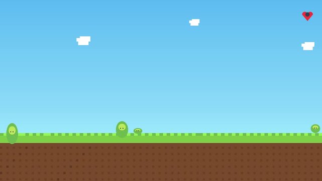 Classic retro platformer video game background with green pipes and clouds