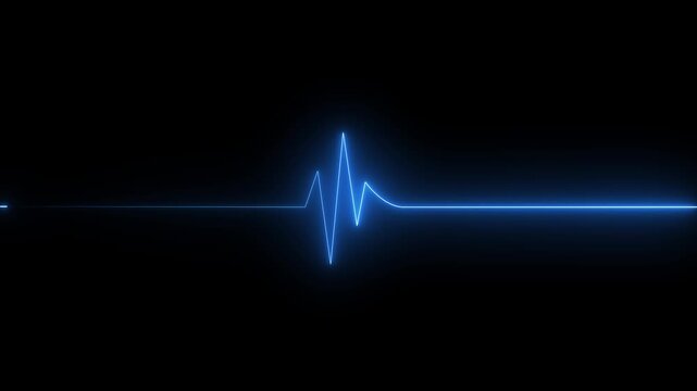 electrocardiogram (EKG or ECG) loop beeping at 60 beats per minute for screen savers or computer monitor displays, medical heartbeat monitor HUD animation loop. Animation of 4k video.