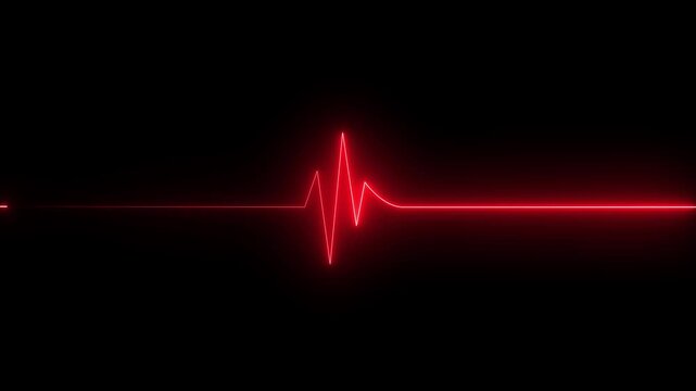 electrocardiogram (EKG or ECG) loop beeping at 60 beats per minute for screen savers or computer monitor displays, medical heartbeat monitor HUD animation loop. Animation of 4k video.