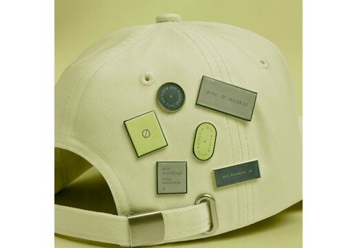 Baseball Cap with Pins Mockup