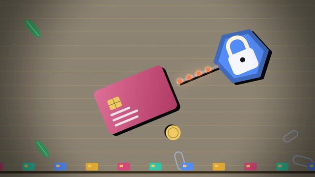 Card tokenization into a secure token flat design angled view concept