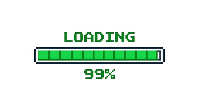 Green Loading Progress Bar Showing 99 Percent Completion on White Background
