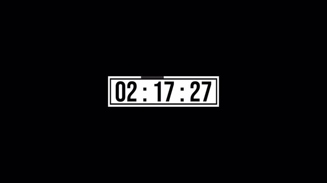 2 Minute 30 Second Countdown Digital Timer Animation, 150 Second Countdown Timer Animation on black background.