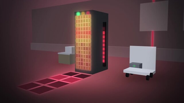 Server rack temperature heat map with cold angled view looping motion