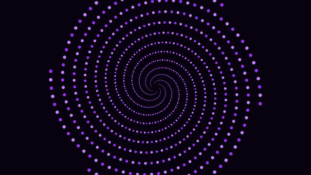 Purple dotted spiral pattern forming a hypnotic vortex shape on a dark background