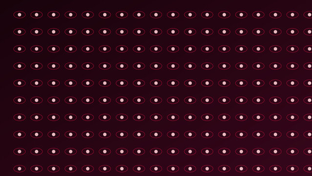 Abstract geometric pattern of repeating circles and dots on a dark purple background