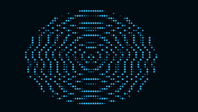 Blue dotted halftone circle pattern on a dark background for modern digital graphic design