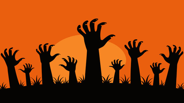 Spooky Halloween Zombie Hand Background Artwork Design