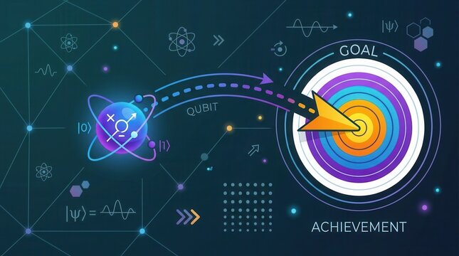 Quantum Computing Goal Achievement Qubit Trajectory to Target Science Technology Concept