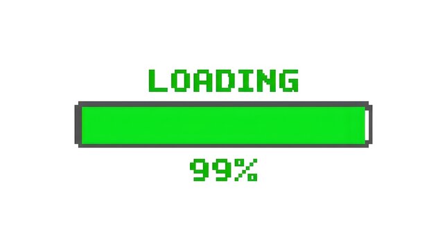 Green Loading Progress Bar Showing 99 Percent Completion on White Background