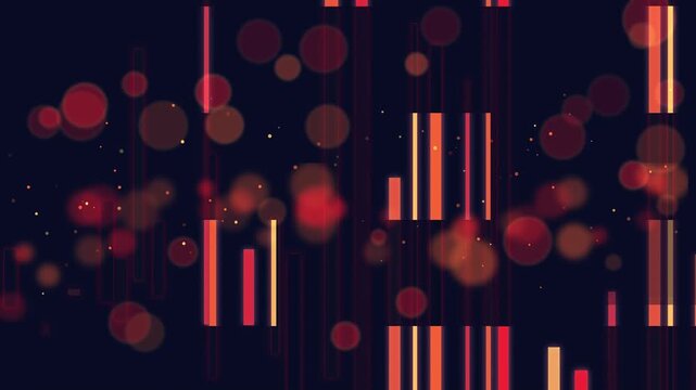 Abstract Warm Neon Vertical Light Bars and Red Bokeh Particles Animation