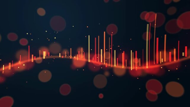 Glowing Orange Audio Equalizer Wave and Financial Chart with Bokeh